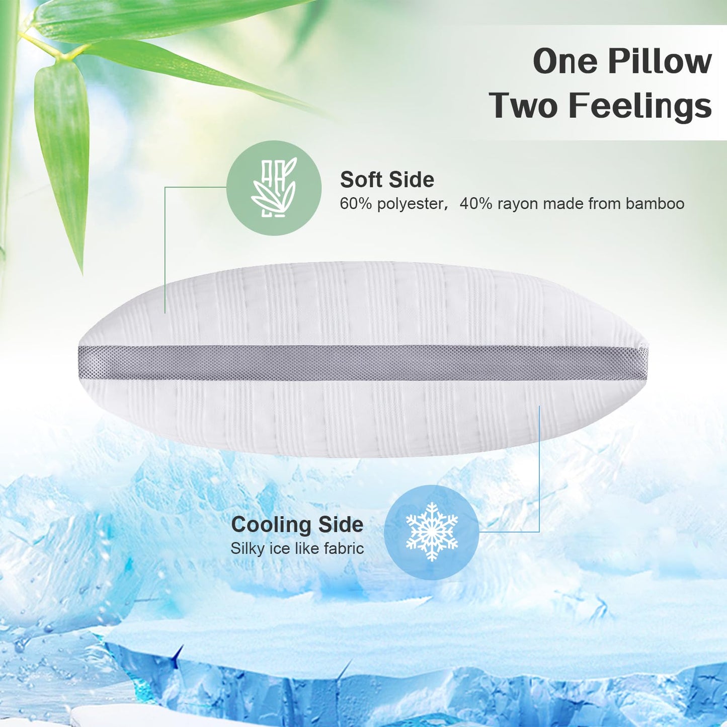 Meoflaw Cooling Pillows King Size Set of 2,Shredded Memory Foam Bed Pillows for Sleeping, Supportive Pillows for Back & Side Sleepers,Adjustable King Size with Removable Cover