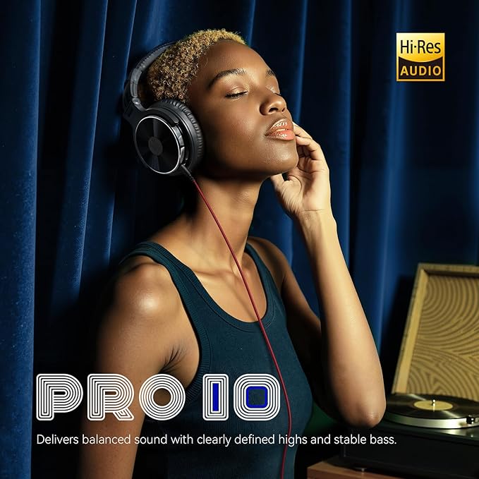 OneOdio Wired Over Ear Headphones Hi-Res Studio Monitor & Mixing DJ Stereo Headsets with 50mm Drivers and 1/4 to 3.5mm Jack for AMP Computer Recording Podcast Keyboard Guitar Laptop - Black