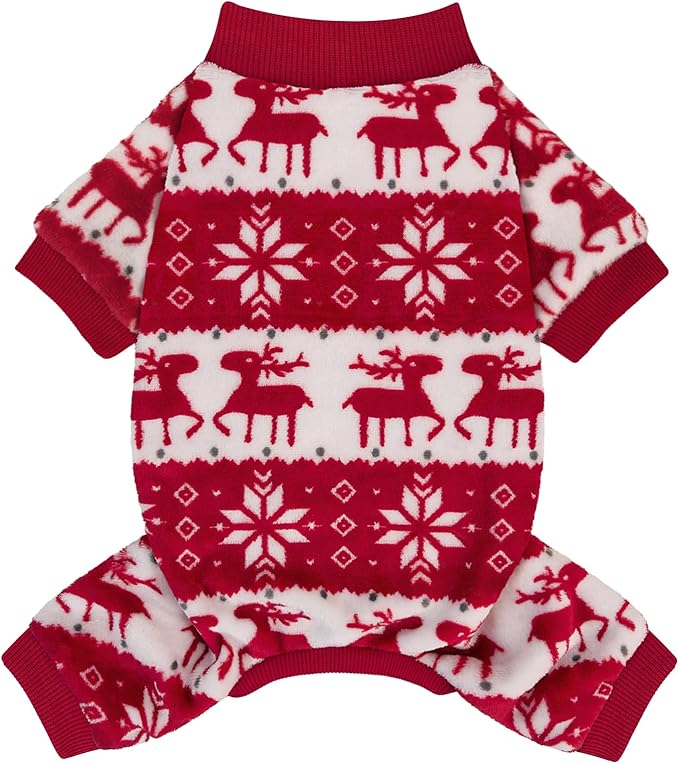 XPUDAC Christmas Dog Sweater Fleece Dog Pajamas for Small Medium Dogs Girl Boy Winter Puppy Clothes Holiday Puppy Onesie Cat Pjs Jammies, 2XL
