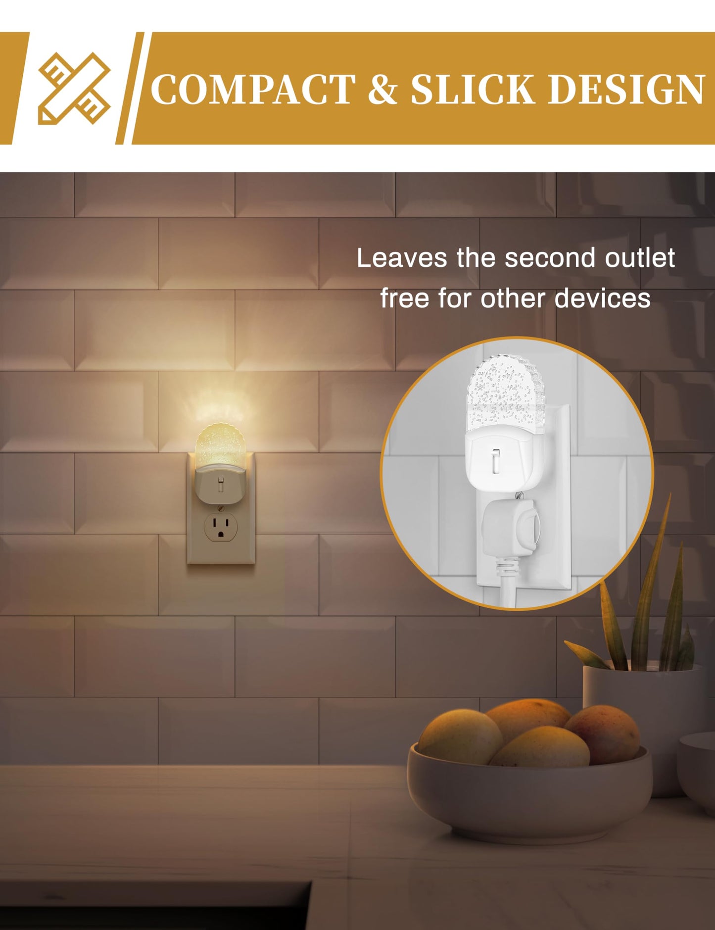 DORESshop LED Night Light, Baby Night Lights [2 Pack], Plug in Night Light with Auto Dusk to Dawn Sensor, Adjustable Brightness NightLight for Kids, Bathroom, Bedroom, Nursery Room, Soft White 3000k