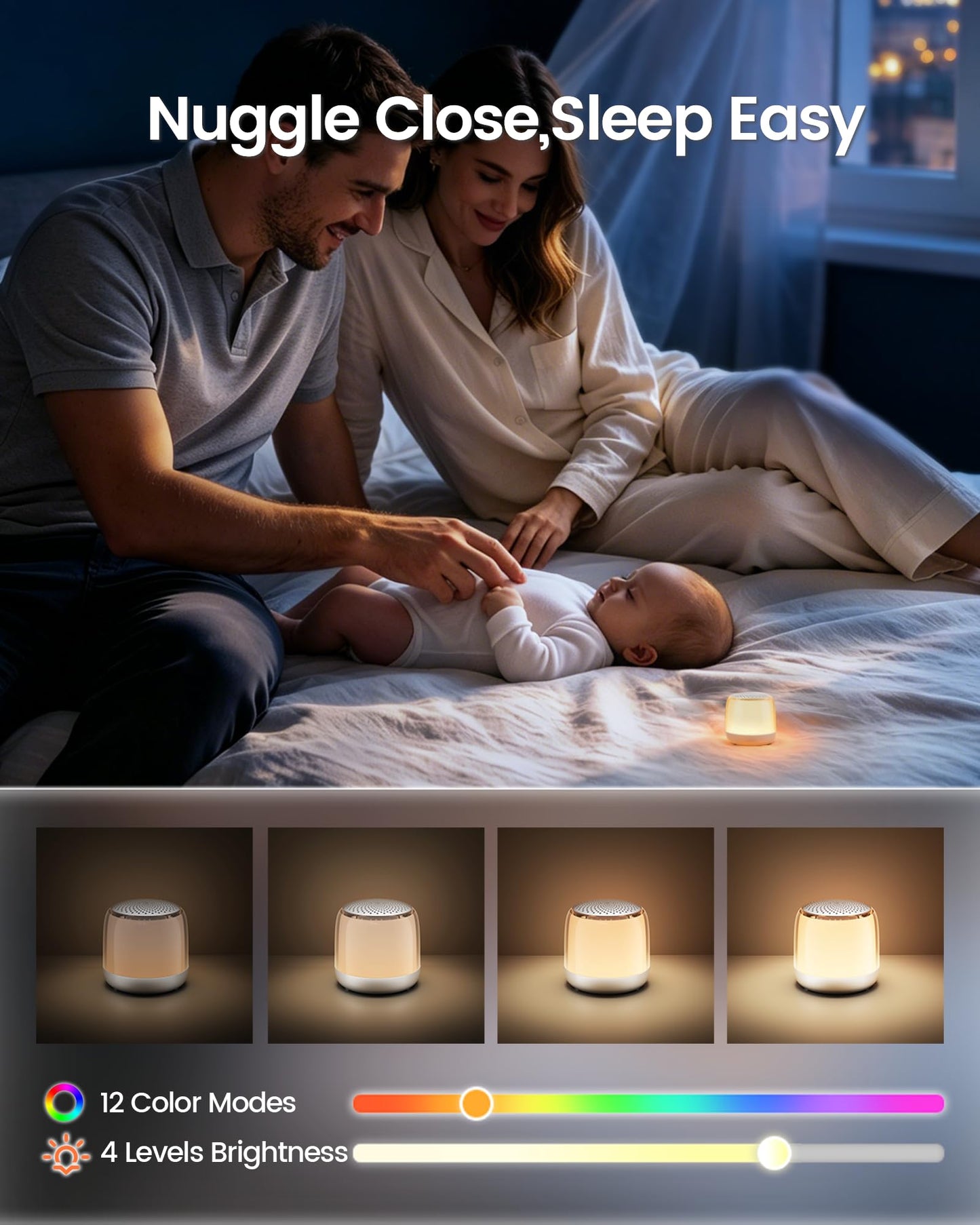 Glocusent Nano-Glow Portable Sound Machine, 35 Soothing Sounds & Night Light for Kids Adults, White Noise Sound Machine with Bluetooth, Timer, Memory, Ideal Travel Companion & Nursery Must-Have