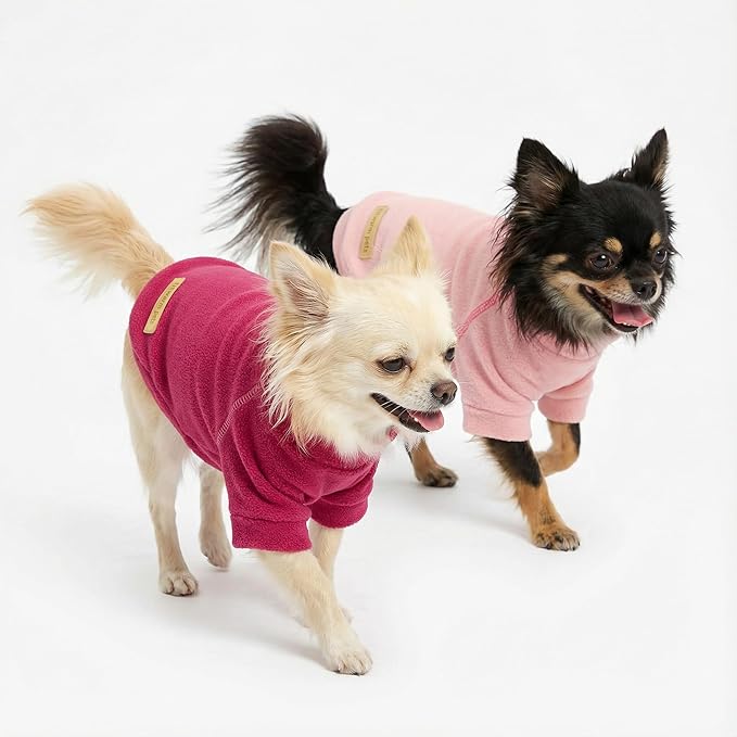 Fitwarm 3 Pack Classic Fleece Sweatshirt for Small Dogs and Cats, Pullover Jumper in Pink, Rose and Baby Pink