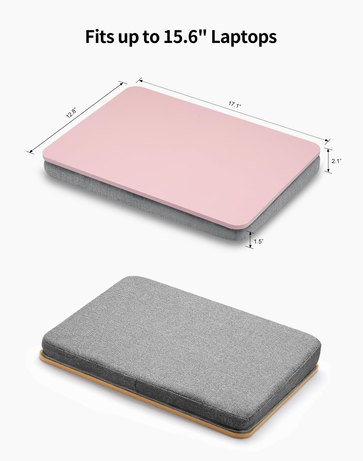 ZEAPTAC Lap Desk with Pillow Cushion, Portable Bed Desk, Fits up to 15.6 inch Laptop, Lap Stand for Bed & Couch & Carpet, Book/Tablet/Drawing Board Stand - Pink