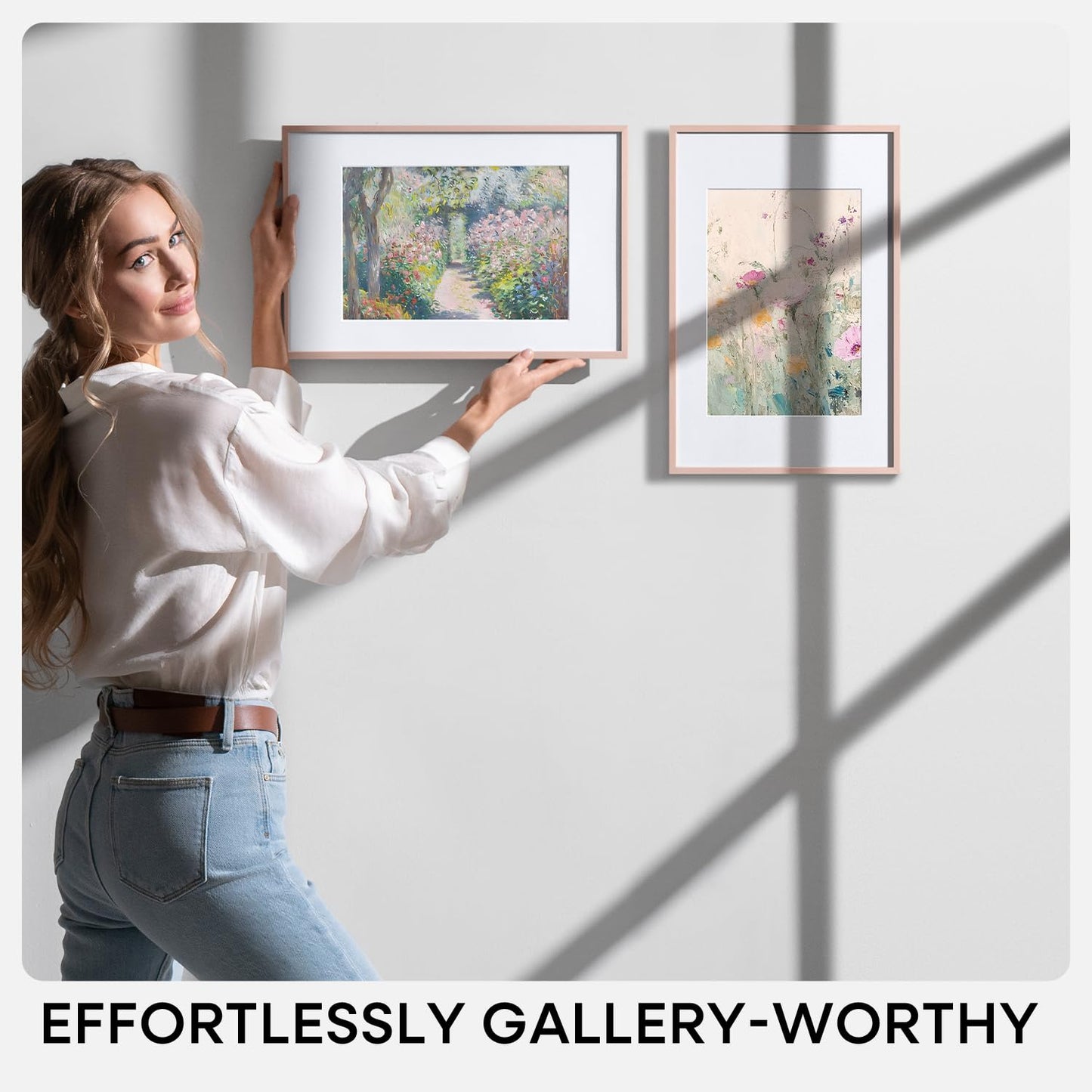 Homeforia 13.5x40 Rose Gold Picture Frame, High End Metal 13.5x40 Panoramic Poster Frames with Mat 10x30 Photo, 13.5 x 40 Frame Matted to 10 x 30 Art, 40x13.5 Frame, Tempered Glass, Wall Kit, Set of 1