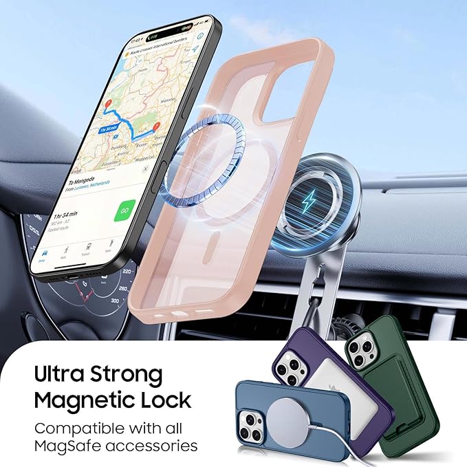 Ntwinro Magnetic for iPhone 12 & iPhone 12 Pro Case (Compatible with MagSafe) with Detachable Wallet & Card Holder for 3 Cards [RFID Blocking] Military Grade Protective Slim Phone Cover, Pink