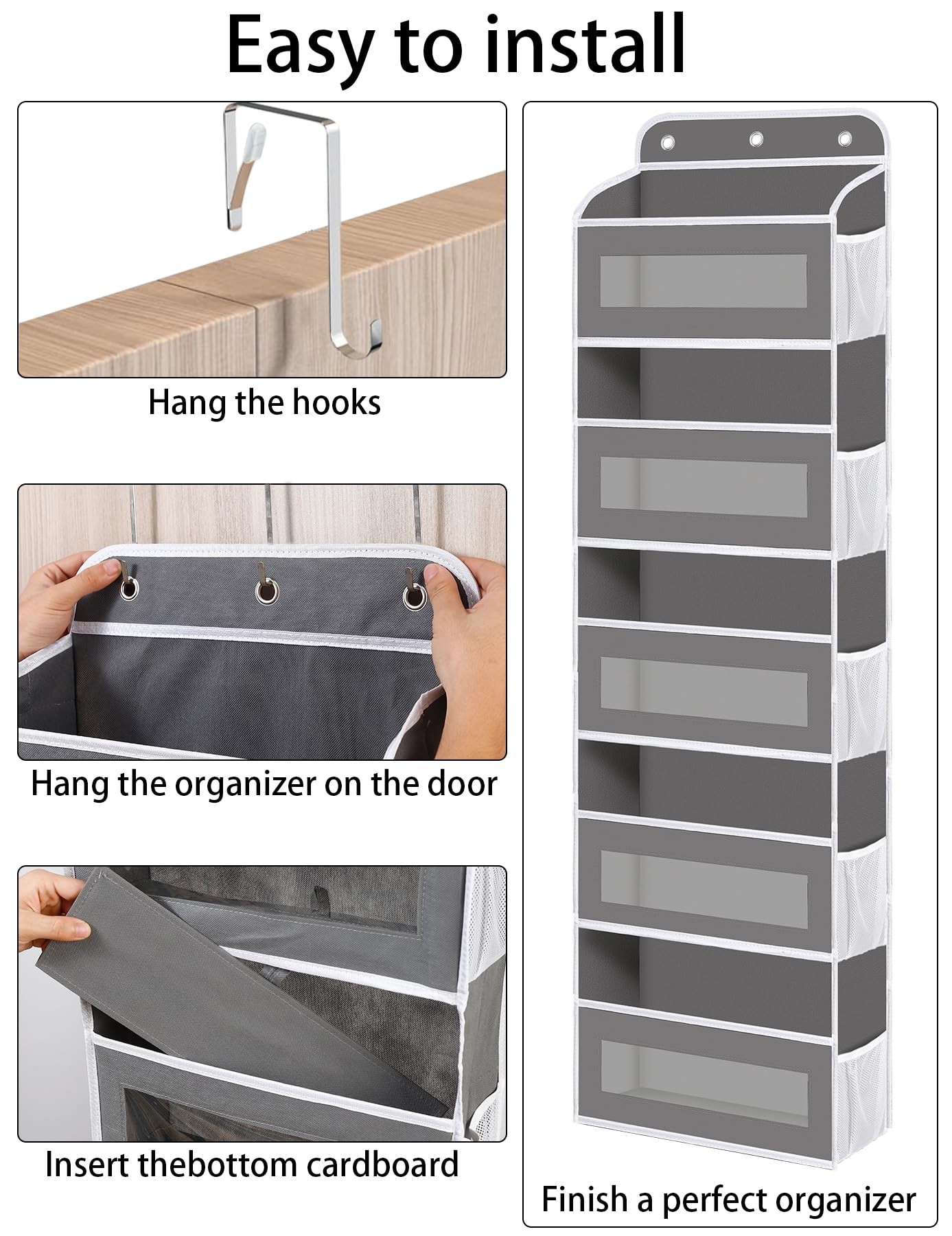 KYEVIS Over The Door Organizer, 5 Shelves Closet Door Hanging Storage and Organizer with 10 Mesh Pockets, Nursery Closet Organizer, Baby Essentials, Stuffed Animal Storage