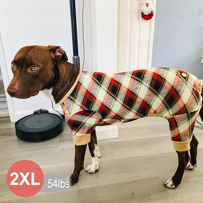 KYEESE Dog Pajamas Medium Sized Dog Lightweight Pjs Comfy Pet Clothes Soft Coat Velvet Jammies Stretchy Onesie, Khaki, XX-Large