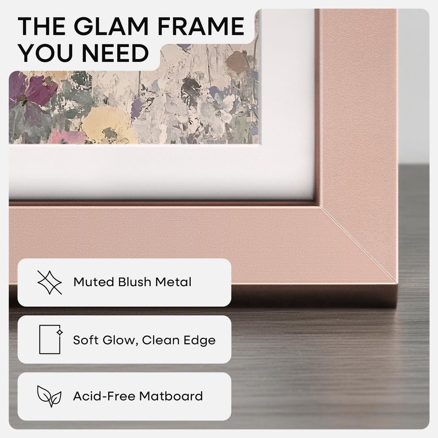 Homeforia 13.5x40 Rose Gold Picture Frame, High End Metal 13.5x40 Panoramic Poster Frames with Mat 10x30 Photo, 13.5 x 40 Frame Matted to 10 x 30 Art, 40x13.5 Frame, Tempered Glass, Wall Kit, Set of 1