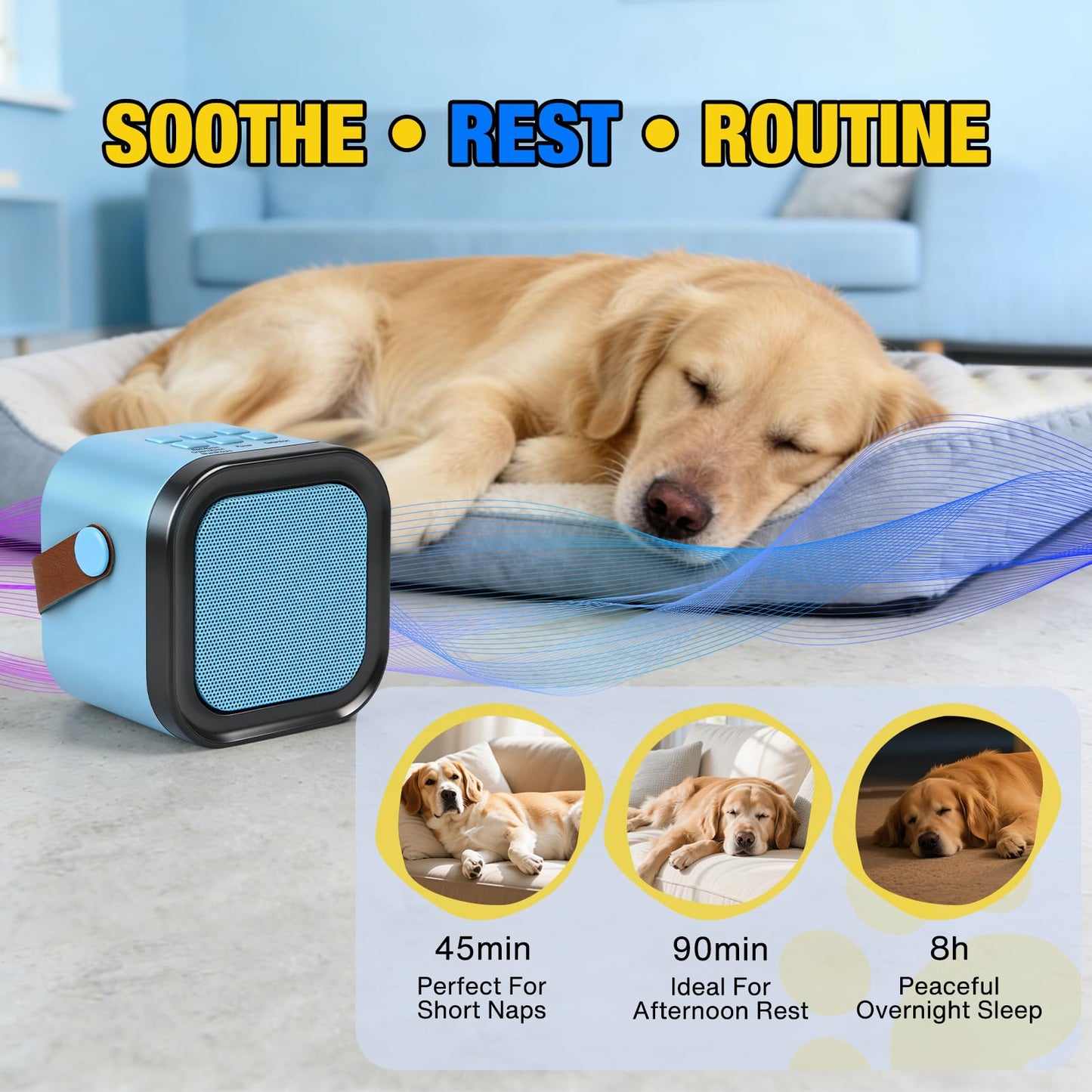 White Noise Sound Machine for Dogs, Calming Pet Anti Barking Device with Bark & Noise Detection, 20 Sounds, 7 Volume Levels, Timer, Helps Sleep & Ease Separation Anxiety, Creates Calm Space Anywhere