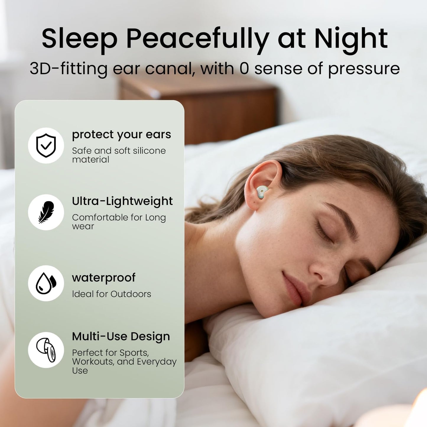 Ear Plugs for Sleeping, Reusable Soft Silicone Earplugs, 4 Sizes of Noise Cancelling Earbuds 30dB, Comfortable Fit Noise Reduction Eargasm Earplugs for Studying, Concerts, Travel