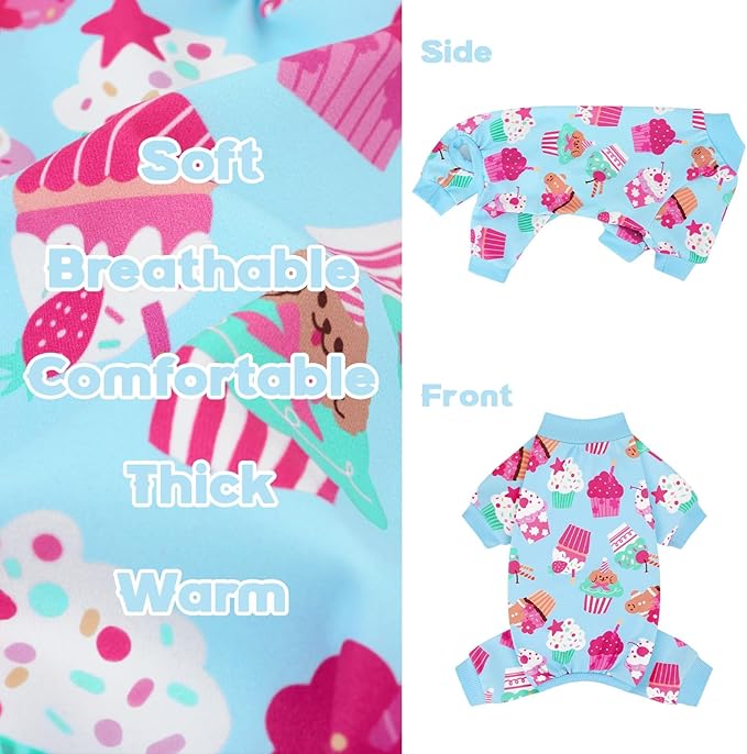 XPUDAC 4 Pack Dog Pajamas Cute Soft Dog Clothes for Small Medium Dogs Boy Girl Stretchy Pjs Jammies Outfit Puppy Onesies, 2X-Large
