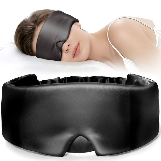 LitBear Silk Sleep Mask for Side Sleeper, Travel, Airplane, Office, Black