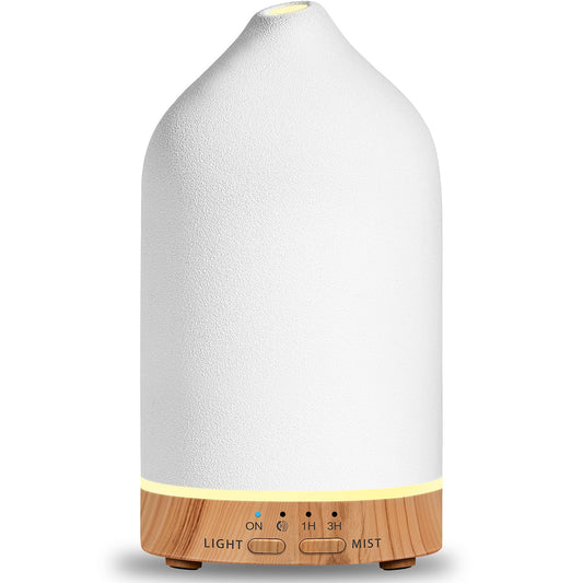 URPOWER 180ML Ceramic Essential Oil Diffuser, Ultrasonic Aromatherapy Diffuser with 7-Color Lights, Auto Shut-Off, Quiet Oil Diffuser for Bedroom, Home Office