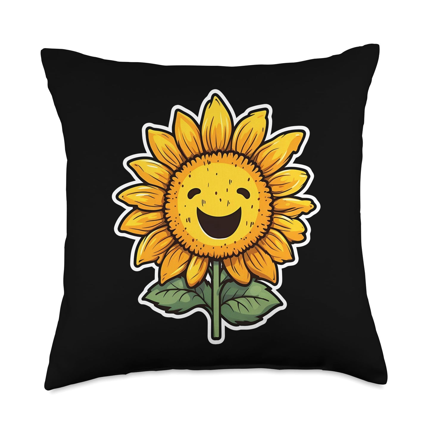 Summer Plant Women Flowers Popular Sun Sunflower Laugh Happy Throw Pillow, 18x18, Multicolor