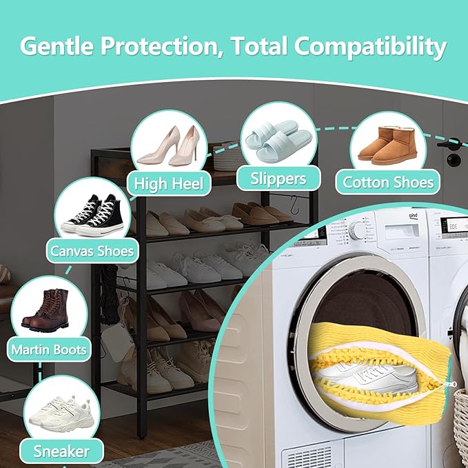 Shoe Washing Machine Bags 2Pcs, Shoe Cleaning Bag, 5-Size Laundry Bags- Reusable Washer & Dryer Safe for All Sneakers/Boots Machine Washable Laundry Kit