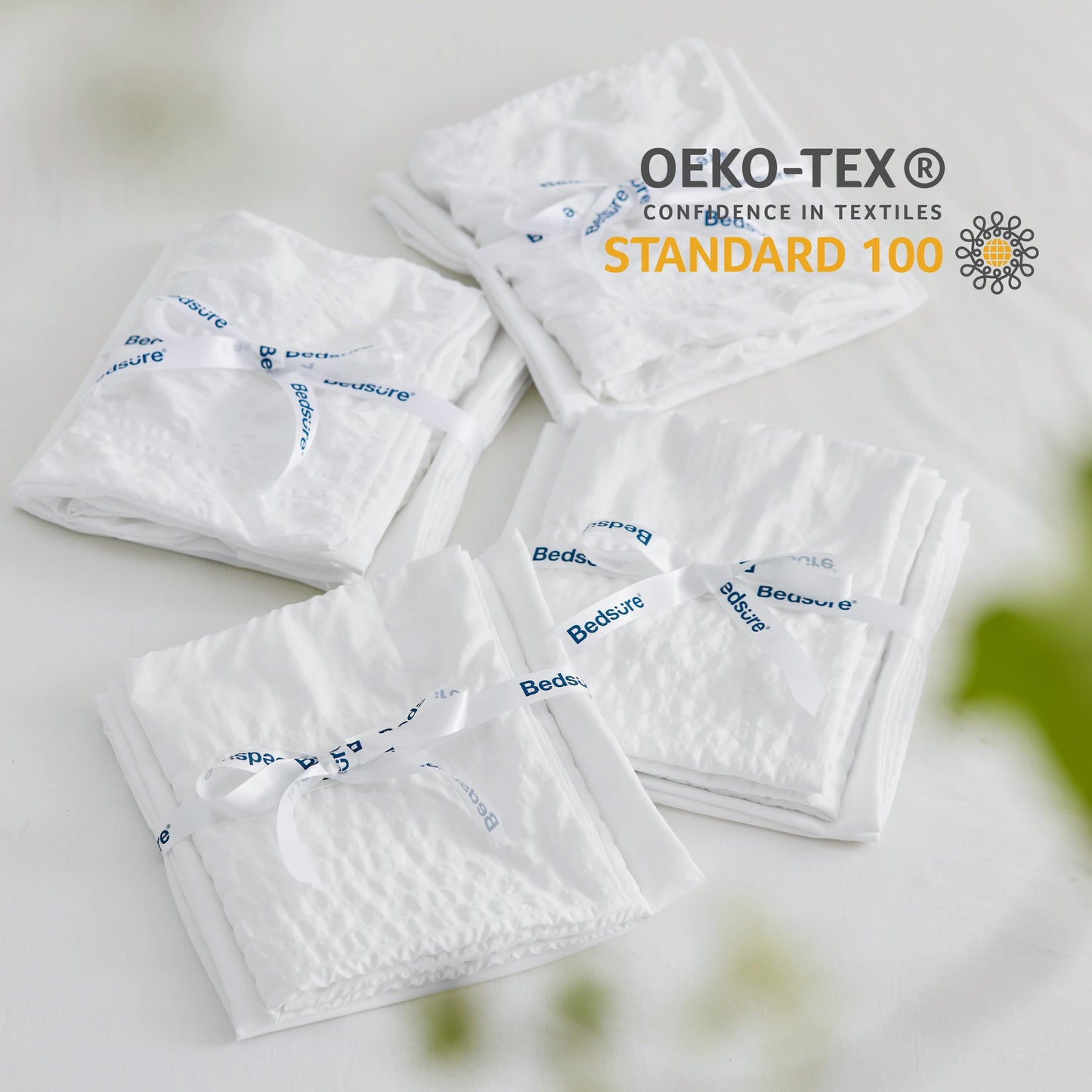 Bedsure White Queen Comforter Sets -7 Piece Seersucker, Cloud Comforter Queen Size Bed in a Bag, Lightweight Soft White Comforter Set with Comforters, Sheets, Pillowcases & Shams