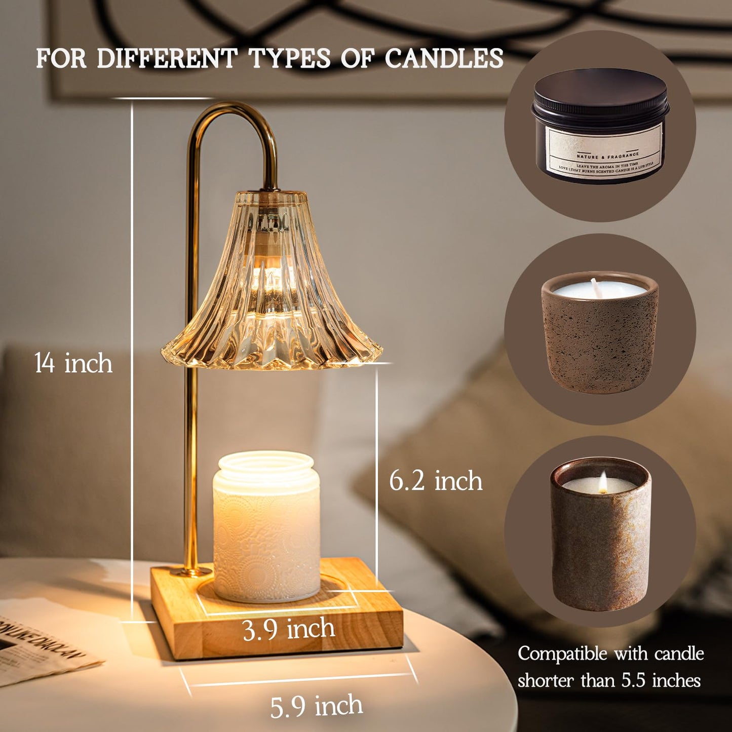 Marycele Candle Warmer Lamp with Timer, Candle Wax Warmer Flower Lamp Dimmable, Birthday Day Gifts for Mom Women, Home Fragrance Accessories for Dorm Room Decor