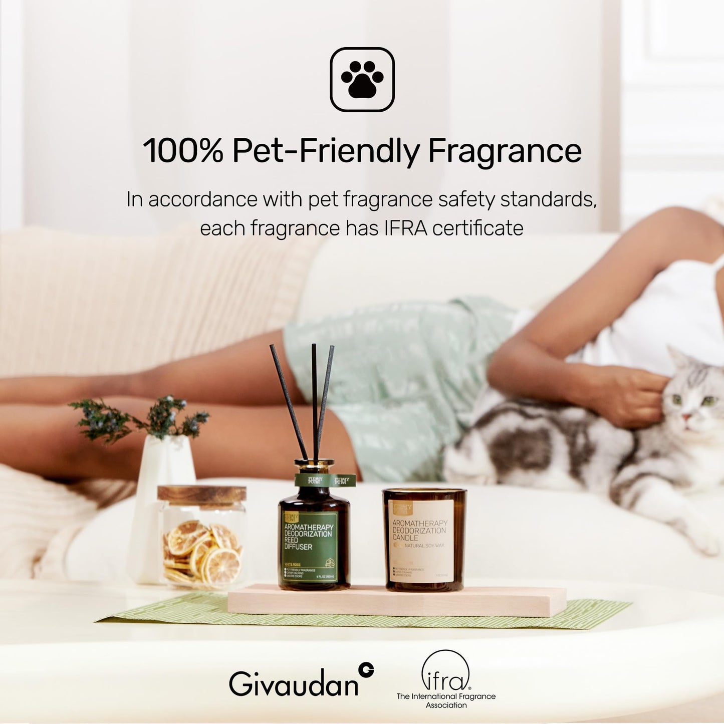 FURRYPURR Reed Diffuser for Pet Odor Elimination, Osmanthus, Non-Toxic & Pet-Friendly Air Freshening, 6 Oz