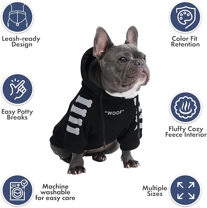 Spark Paws Dog Hoodie – Premium Dog Sweater for Small, Medium, and Large Dogs | Warm Outfits for French Bulldogs, Pitbull, Puppy, Winter Jacket Alternative - Woof - XL