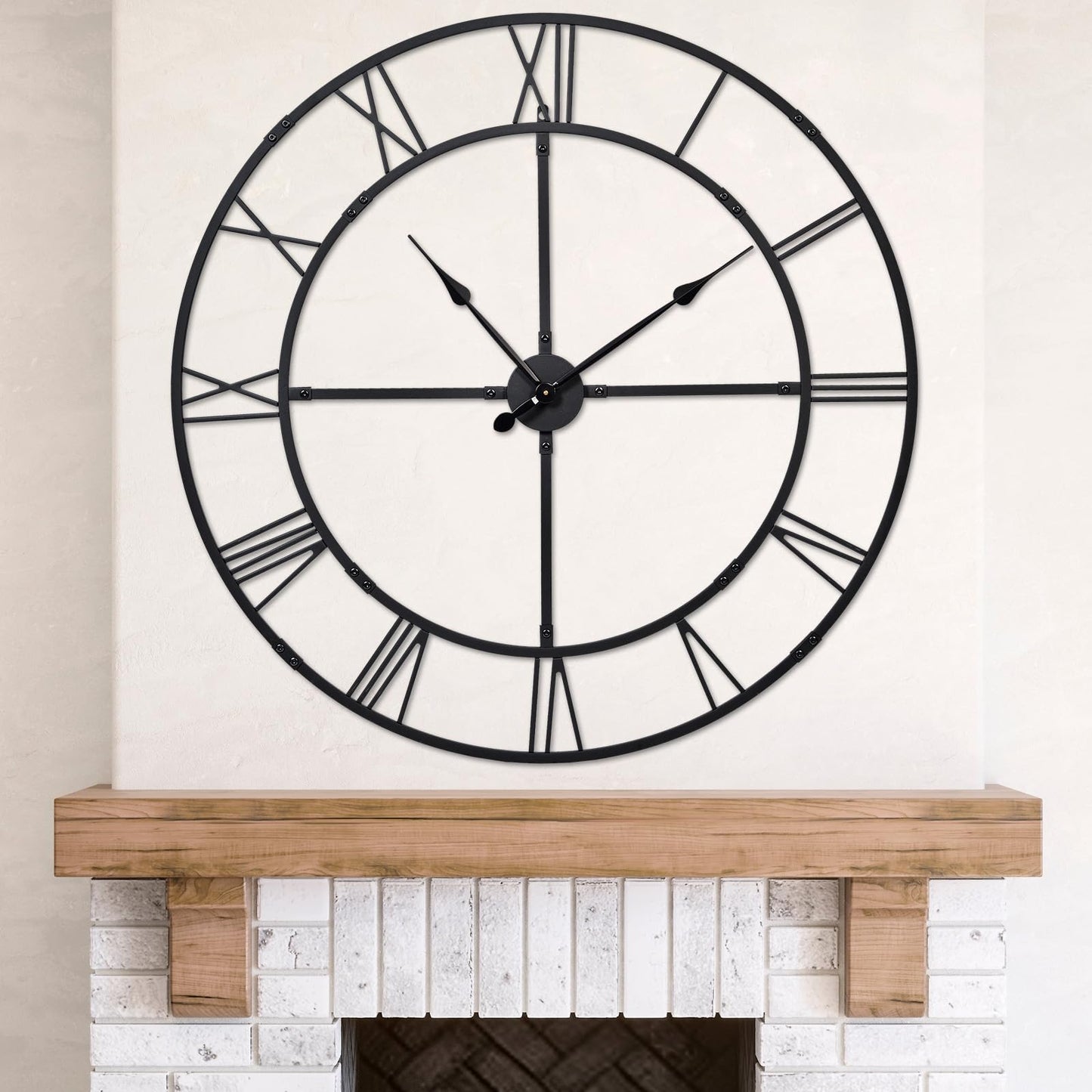 Ohweog 32 Inch Large Wall Clock for Living Room Decor – Easy-Assembly (KD) Silent Non-Ticking Modern Farmhouse Wall Clock, Oversized Decorative Metal Roman Numeral Clock