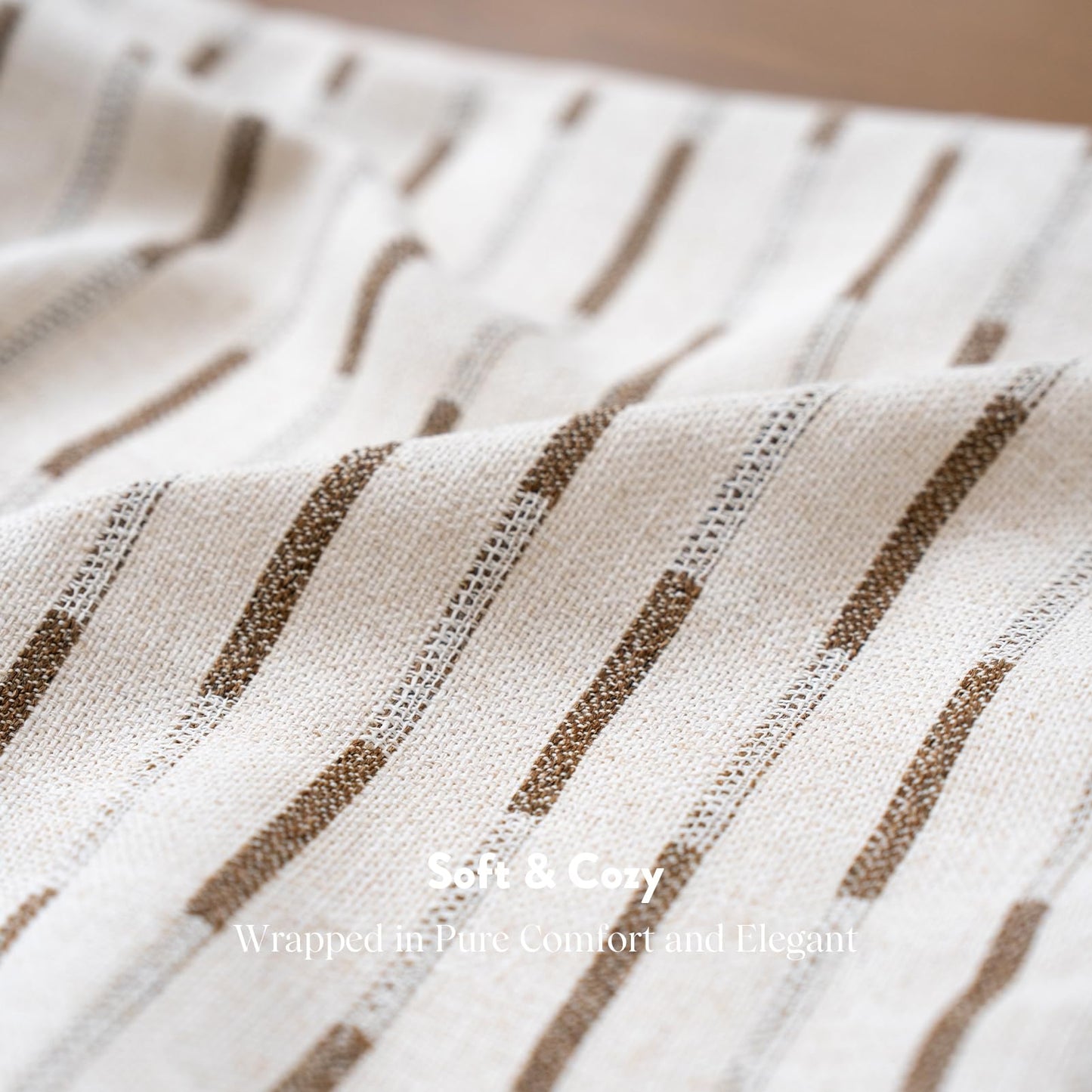 FIOUOVO Decorative Neutral Throw Pillow Covers 20x20 Farmhouse Pillow Covers Cotton Stripe Cushion Covers Home Decor for Sofa Couch Living Room Bedroom 1PC, Bold Stripe