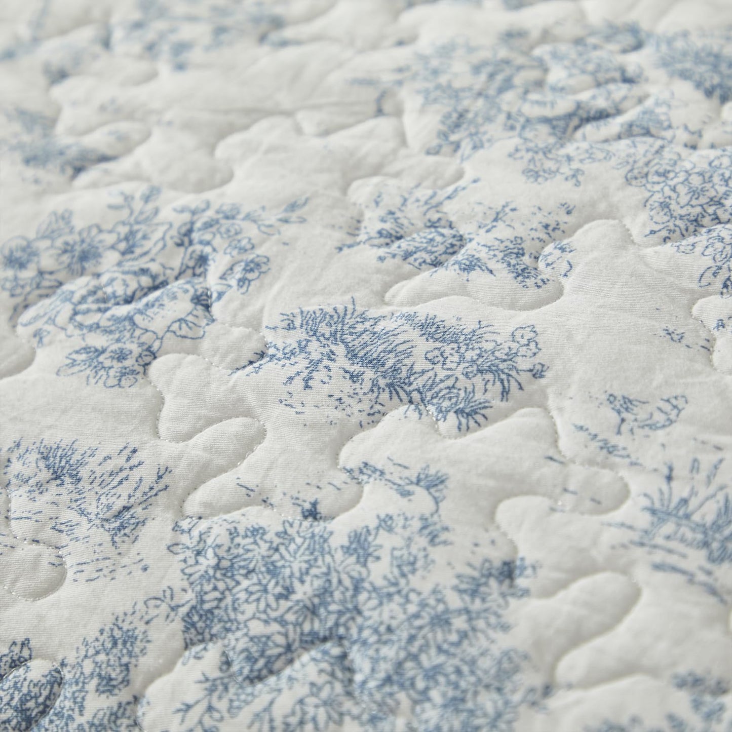 Brandream Quilted Pillow Shams Set of 2 Standard Size Cotton Pillow Cases Toile Bedding Blue and White Decorative Pillow Covers