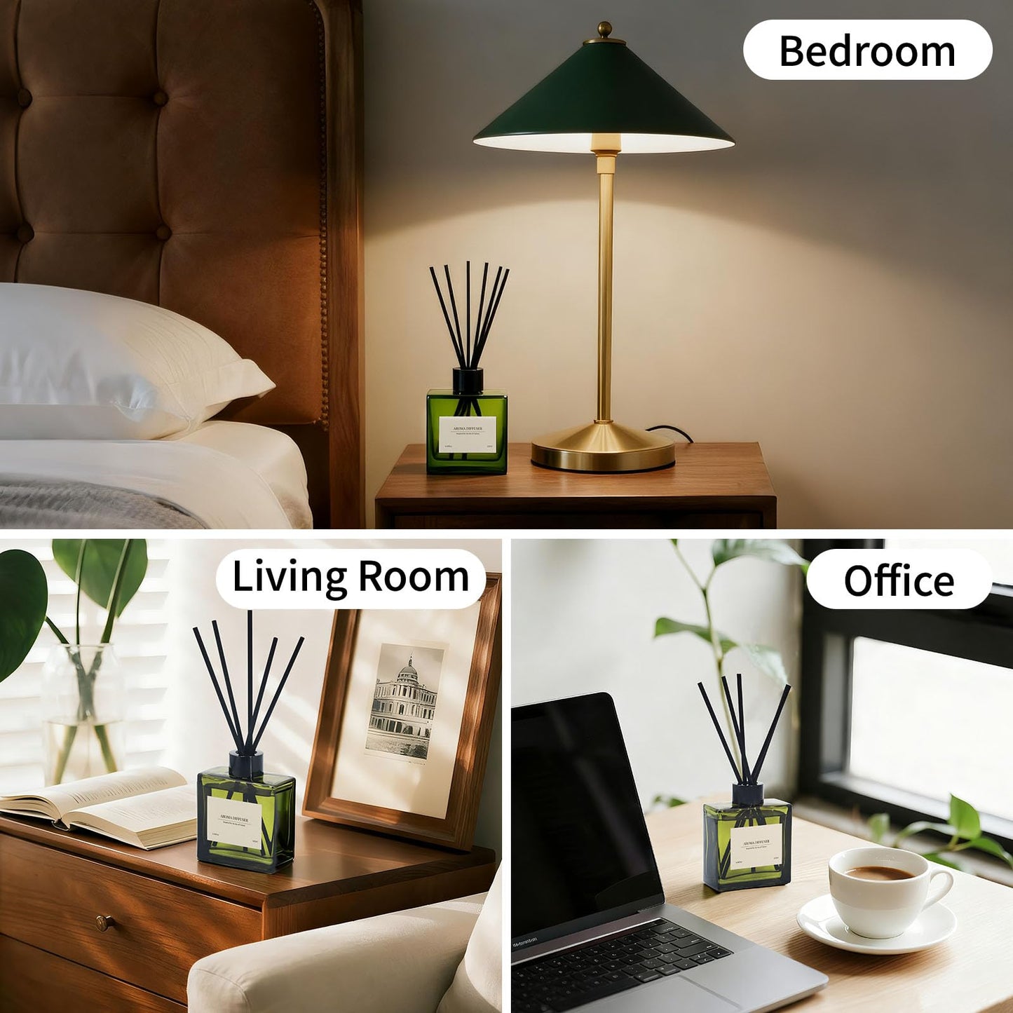 GAGINGOOLD Reed Diffuser, 4 oz Jasmine Lily Scent Diffuser with 7 Sticks, 90 Days Long Lasting Reed diffusers for Home, Elegant Fragrance for Bathroom Bedroom Office Decor, Air Fresh
