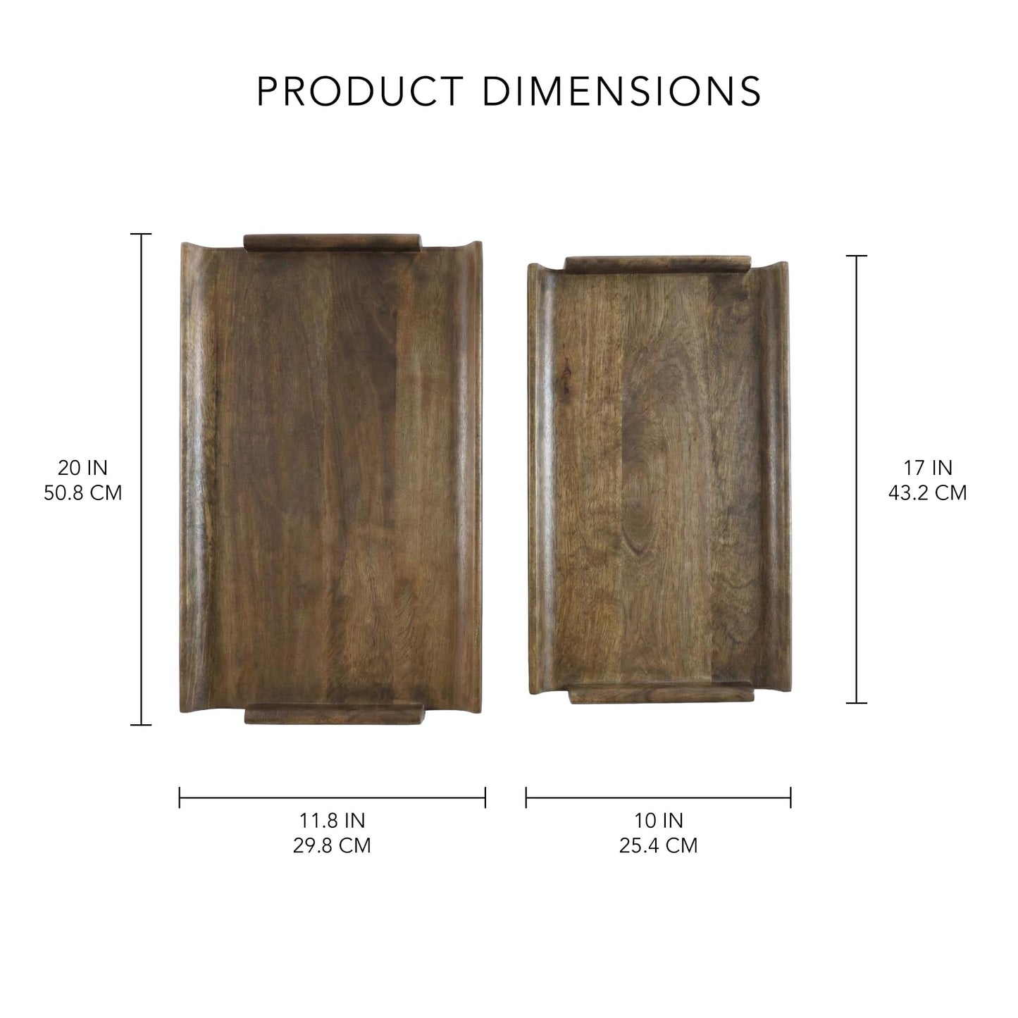 Ellementry Wooden Serving Tray Set – Decorative Tray for Coffee Table, Kitchen & Dining, Serving Platters, Breakfast & Snack Tray