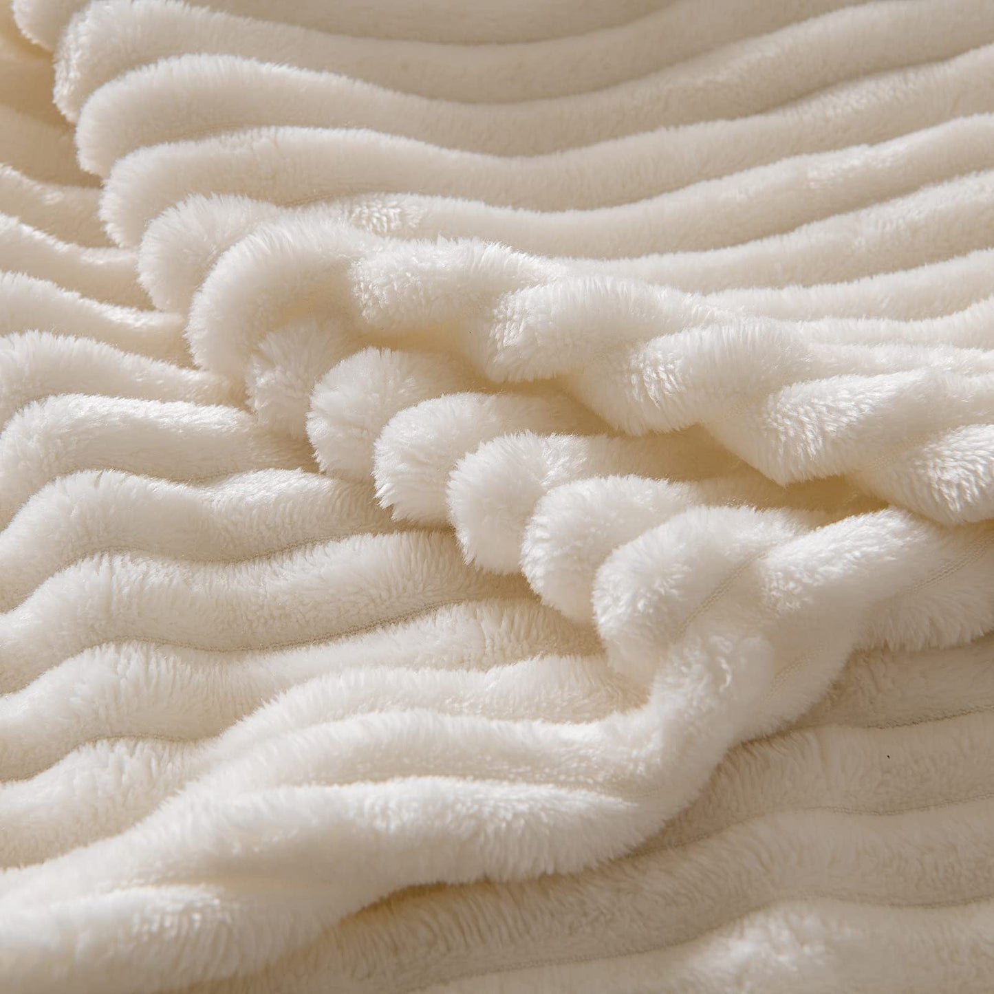 MIULEE Pack of 2, Corduroy Soft Soild Decorative Square Throw Pillow Covers Set Cushion Cases Pillowcases for Sofa Car 18 x 18 Inch Cream White Bundle Cream White Fleece Blanket 50x60 inch