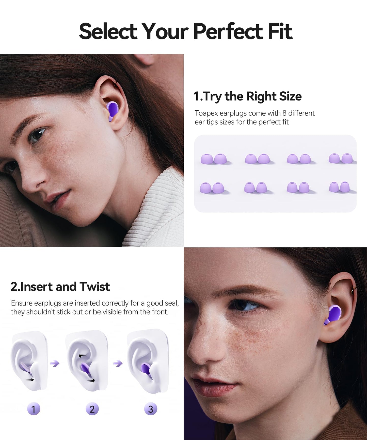45dB Ear Plugs for Sleeping Noise Cancelling Ear Plugs for Noise Reduction & Snoring, Concerts, Earplugs for Sleep,Sider Sleepers Airplane, Silicone Earplugs Reusable Concert Ear Plug