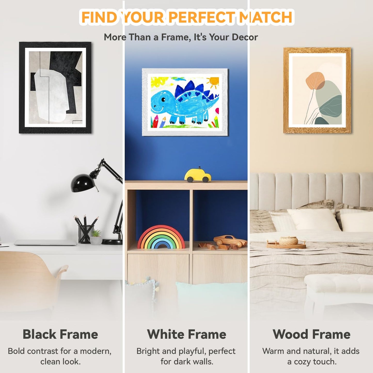 4-Pack Kids Artwork Frames 10x12.5 Front Opening Kids Art Frame for Wall Art work Picture Display Holds 50+ Pcs for Kids Drawings Changeable Frames for Kids' Artwork Storage and Display – White