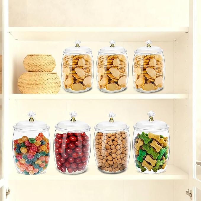 Wtyouesm 4 Pack Airtight Plastic Candy Jars with Locks, Clear 64 oz Cookie & Snack Storage Containers - Leakproof, Kitchen Pantry Organization for Home, Wedding, Bathroom Decor