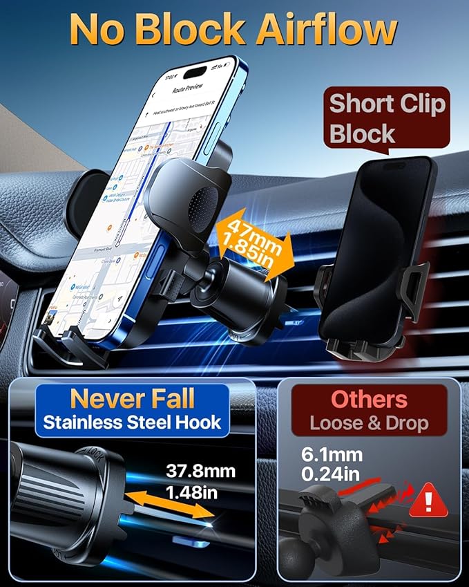 YRU True Military-Grade [360° Rotation Suction] 2025 Ultimate Car Phone Holder Mount 【90+LBS Safest Strongest & Patent Certs】 Dashboard Windshield Vent for iPhone 17 16 Pro Max Samsung, Pale Pink