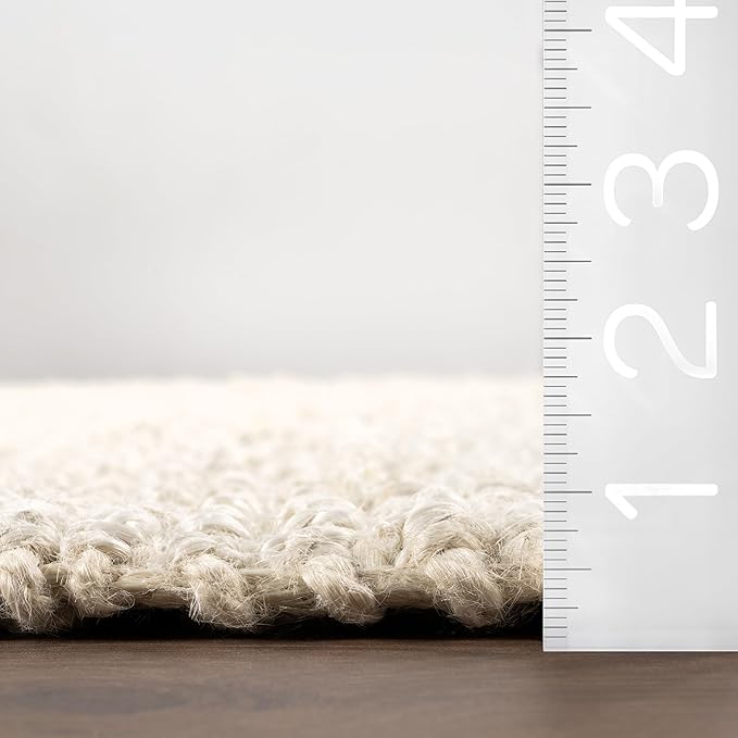 Nuloom Daniela Off-White, 2'6" x 10', Handmade, Jute, Tassel, Soft and Textured, High Traffic, Stain Resistant, Easy Clean, Durable Runner for Bedroom, Living Room, Dining Space, Foyer, Entryway