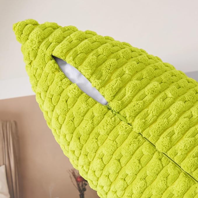 Kevin Textile Decorative Pillow Covers Set of 2 Striped Plush Corduroy Pillows Pillowcases Boho Home Decor Cushion Covers for Couch Sofa Bed Living Room 24x24 Inch, Christmas Green