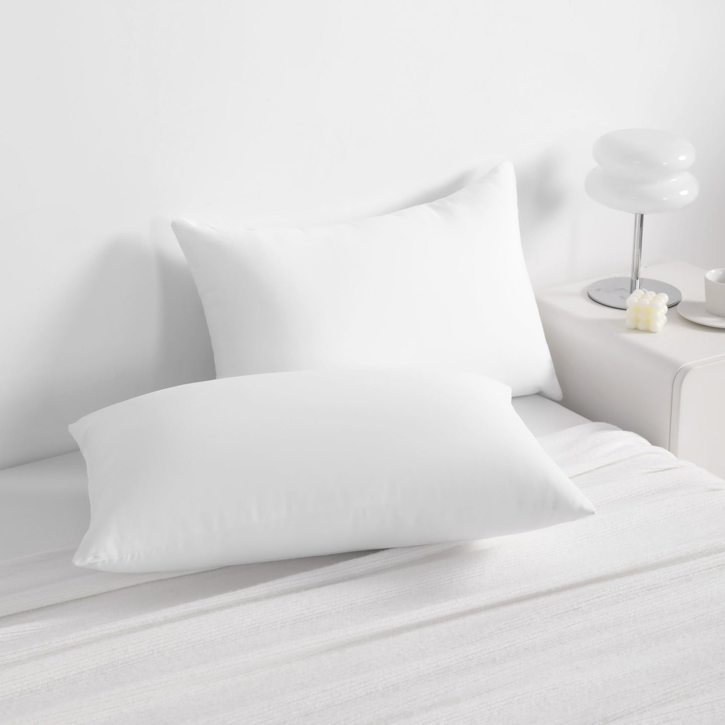 NTBAY Down Alternative Bed Pillows, Standard Size Set of 2, Machine Washable Soft Pillow for Back, Stomach or Side Sleepers, Soft Hotel Collection Pillows for Sleeping, White