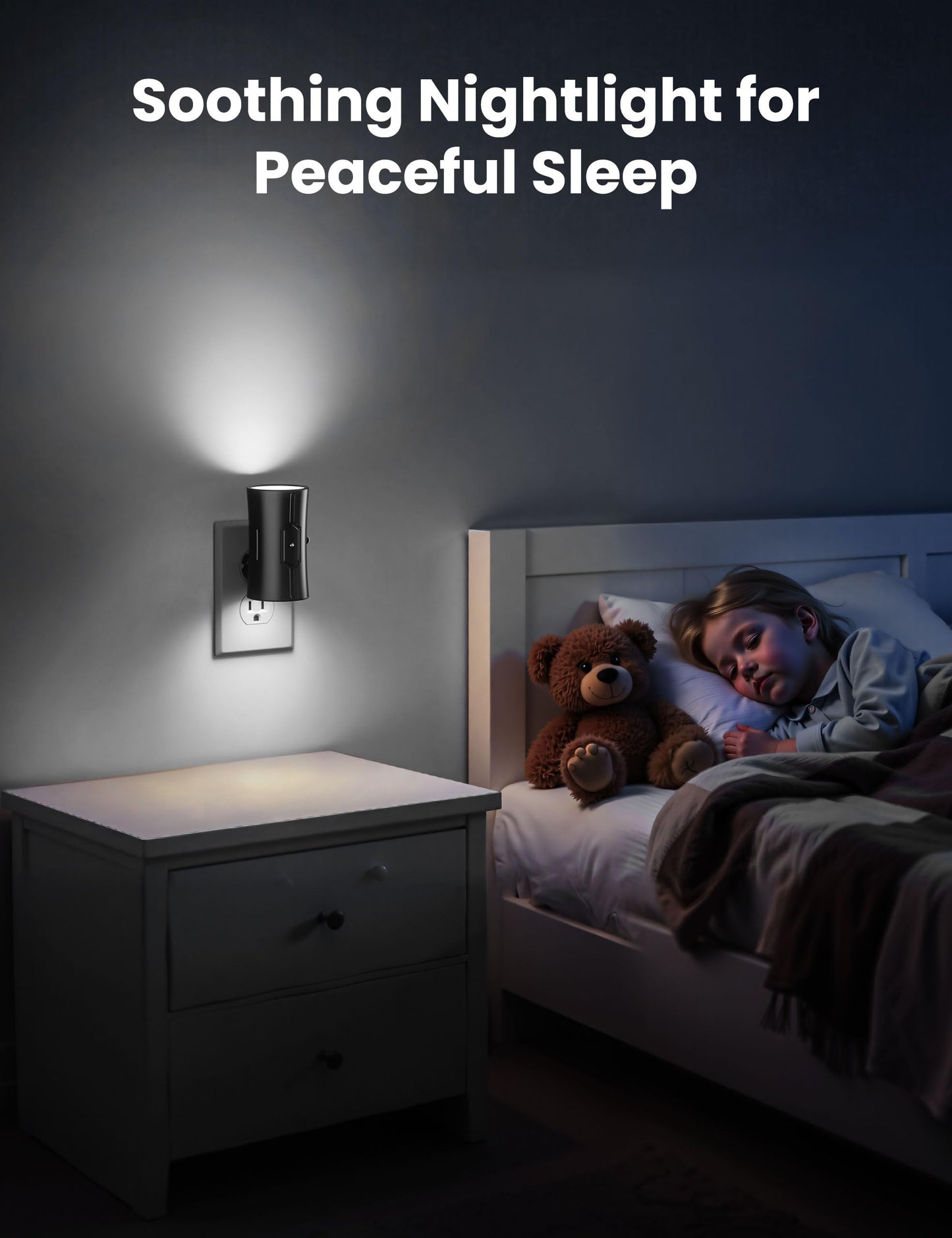 Sujeet LED Night Lights Plug into wall, Bright Night Light, Dusk to Dawn Sensor, White Night Light, 0-100LM Adjustable Brightness, Dimmable Nightlights for Hallway, Bathroom Bedroom Kitchen, 2 Pack