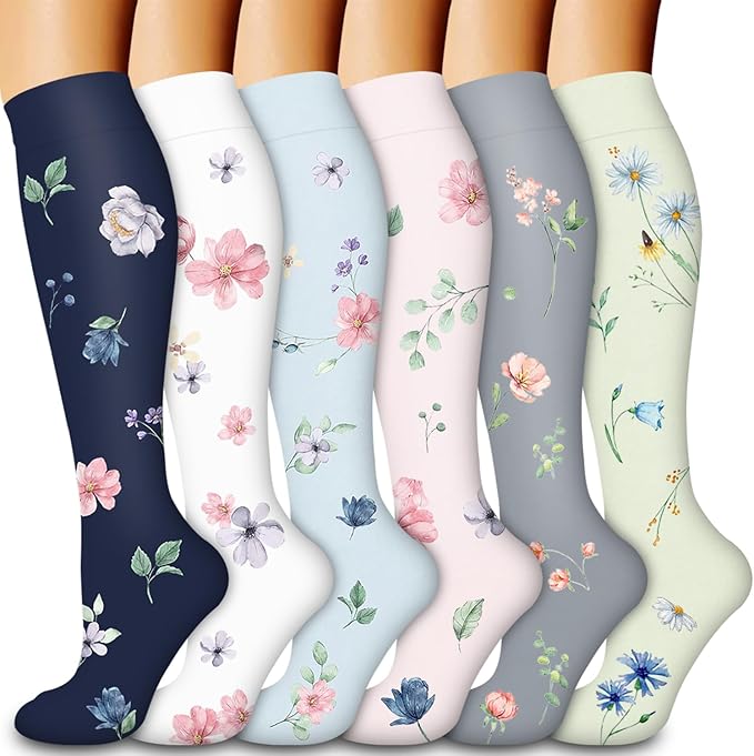 Laite Hebe Compression Socks for Women & Men Circulation(6 pairs)-Graduated Supports Socks for Running, Athletic Sports