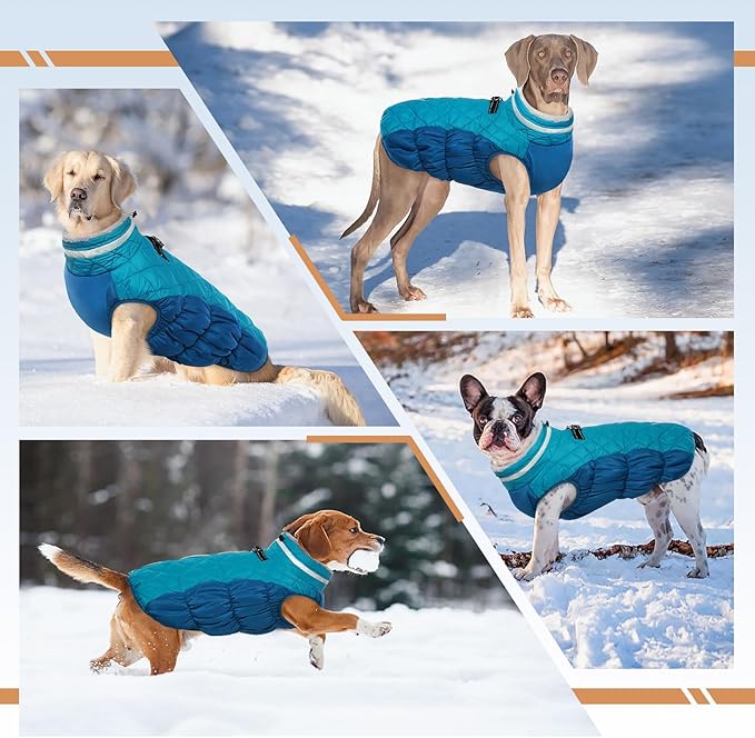 OUOBOB Dog Jackets for Large Dogs, Large Dog Winter Coat, Pet Cold Weather Coats, XXXL Pet Jacket with D-Ring, Waterproof Coat with Back Zipper,Snowsuit Labrador German Shepherd Doberman,XXXL