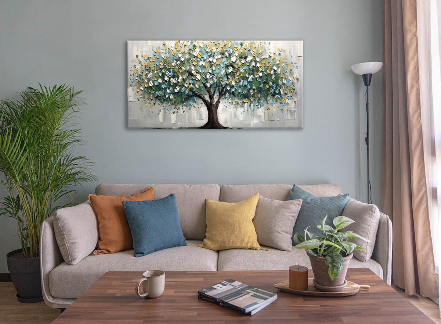 Tree of Life Wall Art Large Modern Canvas Print Framed Landscape Picture, Ready to Hang Home Decor for Living Room, Bedroom, Office, 20x40 Inches