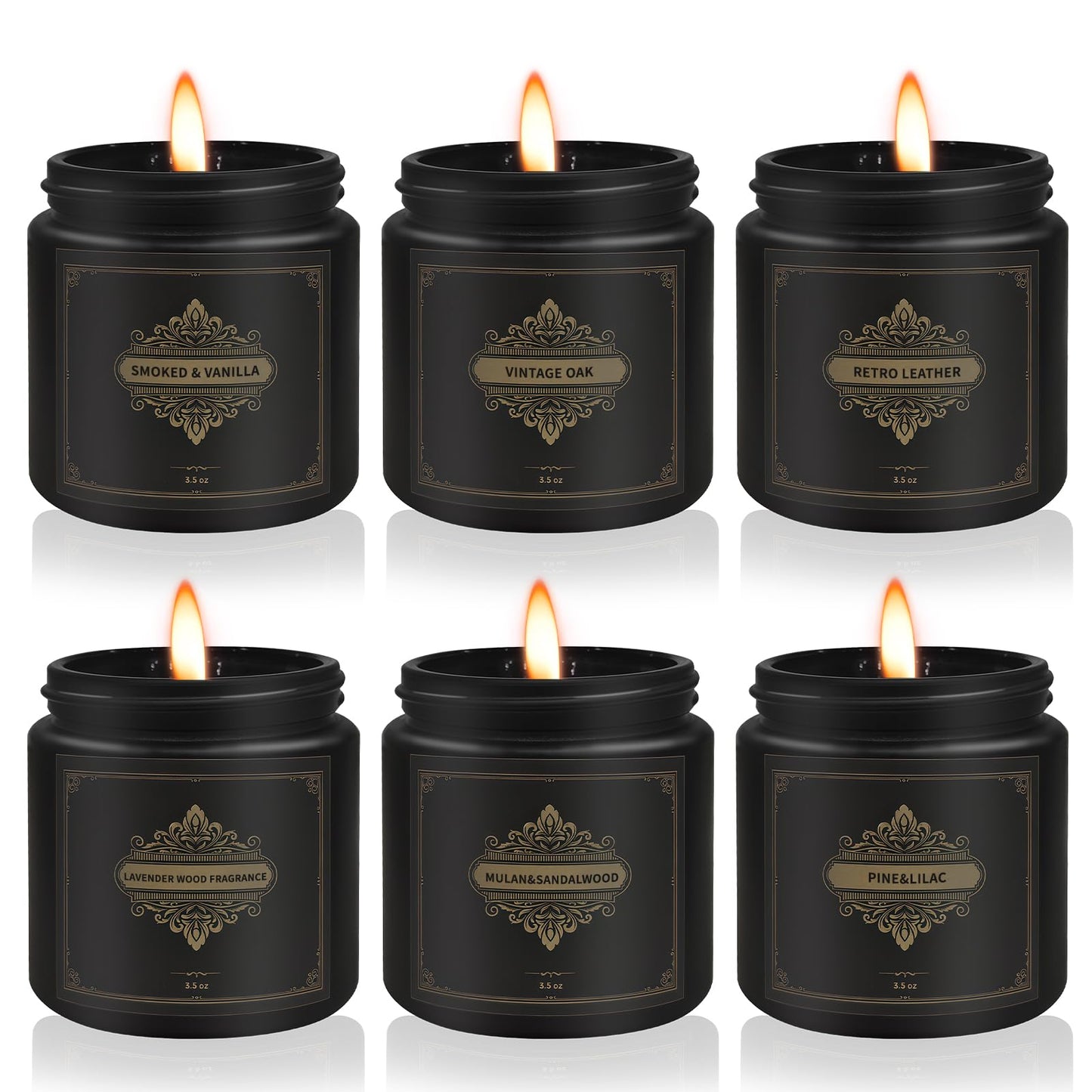 Gifts for Men,6 Pack Scented Candles for Men, Scented Candles Set Soy Candles for Home Him,Father's Day Gifts, Scents of Rosemary/Fresh Rose/Cedar Teak/Grapefruit/Rose & Pomegranate Berry/Fig