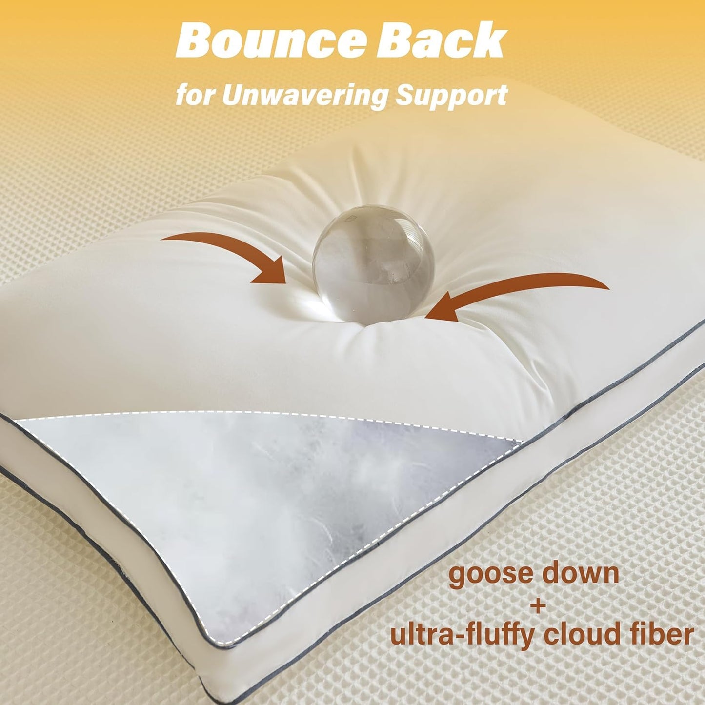INSPIRE CRAFTER Goose Down Pillows for Neck Pain - Perfect Balance of Softness and Support, Relief for Side and Back Sleepers, Gusseted Pillow, Hotel Down Pillows Queen/Standard Size Set of 2