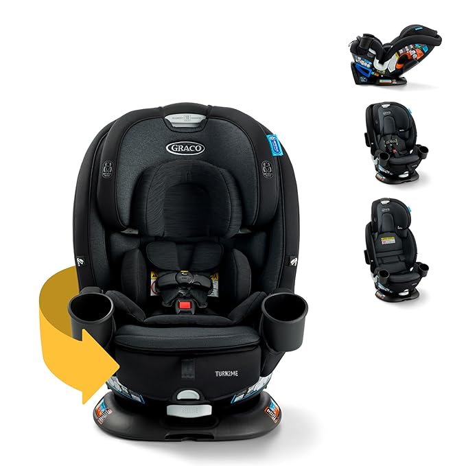 Graco Turn2Me 3-in-1 Rotating Convertible Car Seat, Cambridge, Rear-Facing Rotation, Forward-Facing Mode, Highback Booster Up to 100 lbs, Adjustable Headrest & Harness, Steel Reinforced Frame