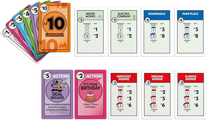 Monopoly Deal Card Game in Collectible Storage Tin | Ages 8+ | 2-5 Players | 15 Mins. | Fun Family Games for Kids, Teens, and Adults | Travel Games