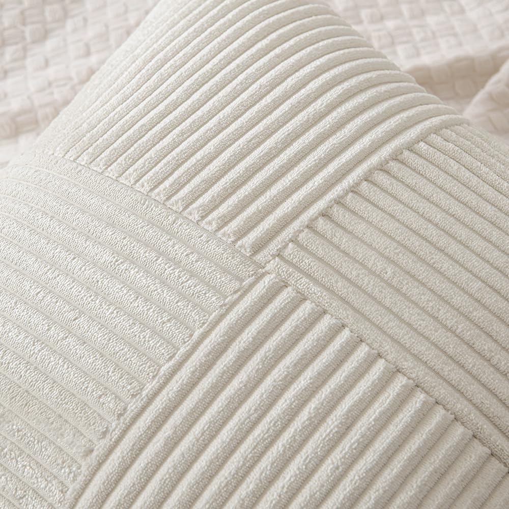 MIULEE Pack of 2 Corduroy Decorative Throw Pillow Covers Bundle Pack of 2 Chenille Decorative Throw Pillow Covers 18x18 Inch Beige