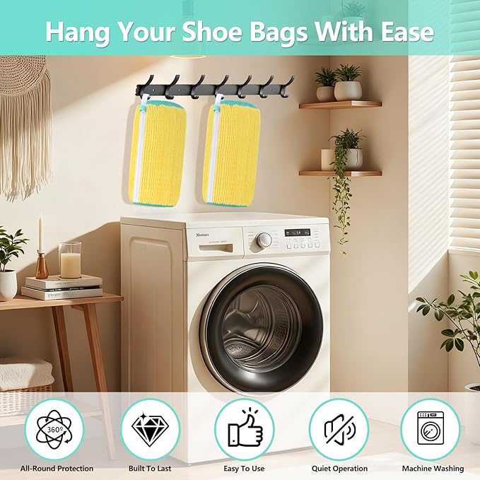 Shoe Washing Machine Bags 2Pcs, Shoe Cleaning Bag, 5-Size Laundry Bags- Reusable Washer & Dryer Safe for All Sneakers/Boots Machine Washable Laundry Kit