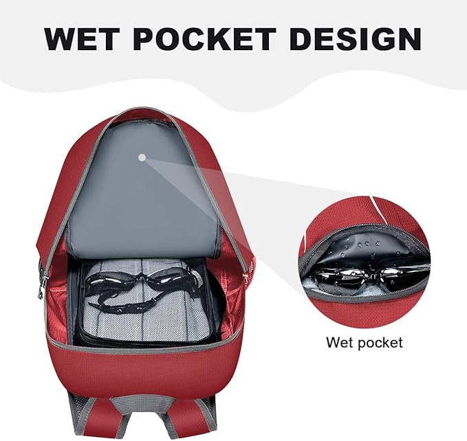 MIYCOO Backpack - Ultra Lightweight Packable Backpack for Travel Camping, 20L Hiking Back Pack Waterproof Foldable Daypack for Men Women Red