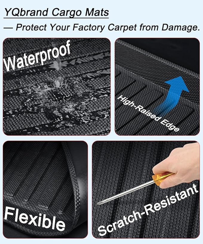 Explorer Cargo Liner - All-Weather Cargo Mats Compatible with Ford Explorer 2011-2019 Models，3D Custom-Fit Waterproof Non-Slip Durable Odorless TPO High-Raised Edge Trunk Tray Floor Mat
