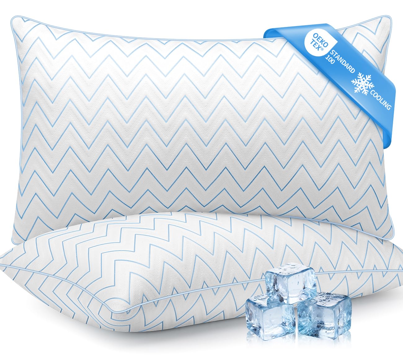 DIORIS King Size Pillows Set of 2 - Hotel-Quality Down Alternative Bed Pillows for Back, Side & Stomach Sleepers, Cooling Breathable Microfiber Fill, Medium Firm Support for Neck & Shoulders