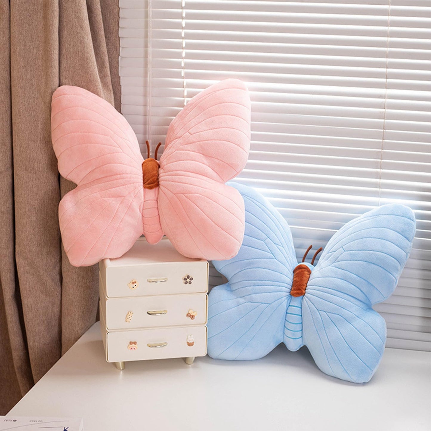 PEACH CAT Butterfly Pillow Decorative Butterfly Shaped Throw Pillows 15.7" x 15.7" Cute Plush Cushion Decor for Bedroom Living Room Sofa Couch Pink